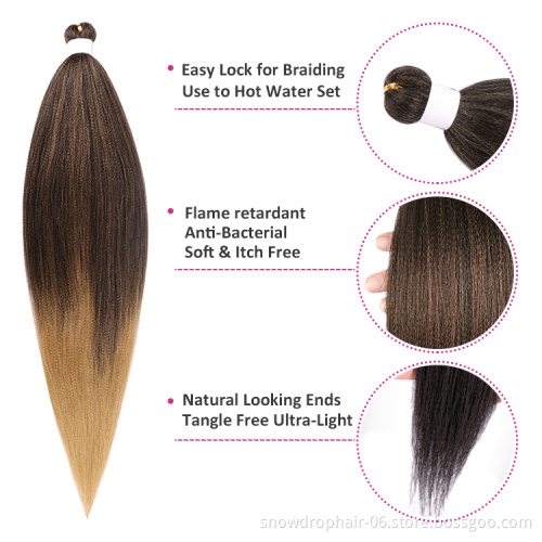 Long Pre Stretched Pre-Stretched Hot Water Setting Braiding Hair Pre Stretch Ombre Braid Professional